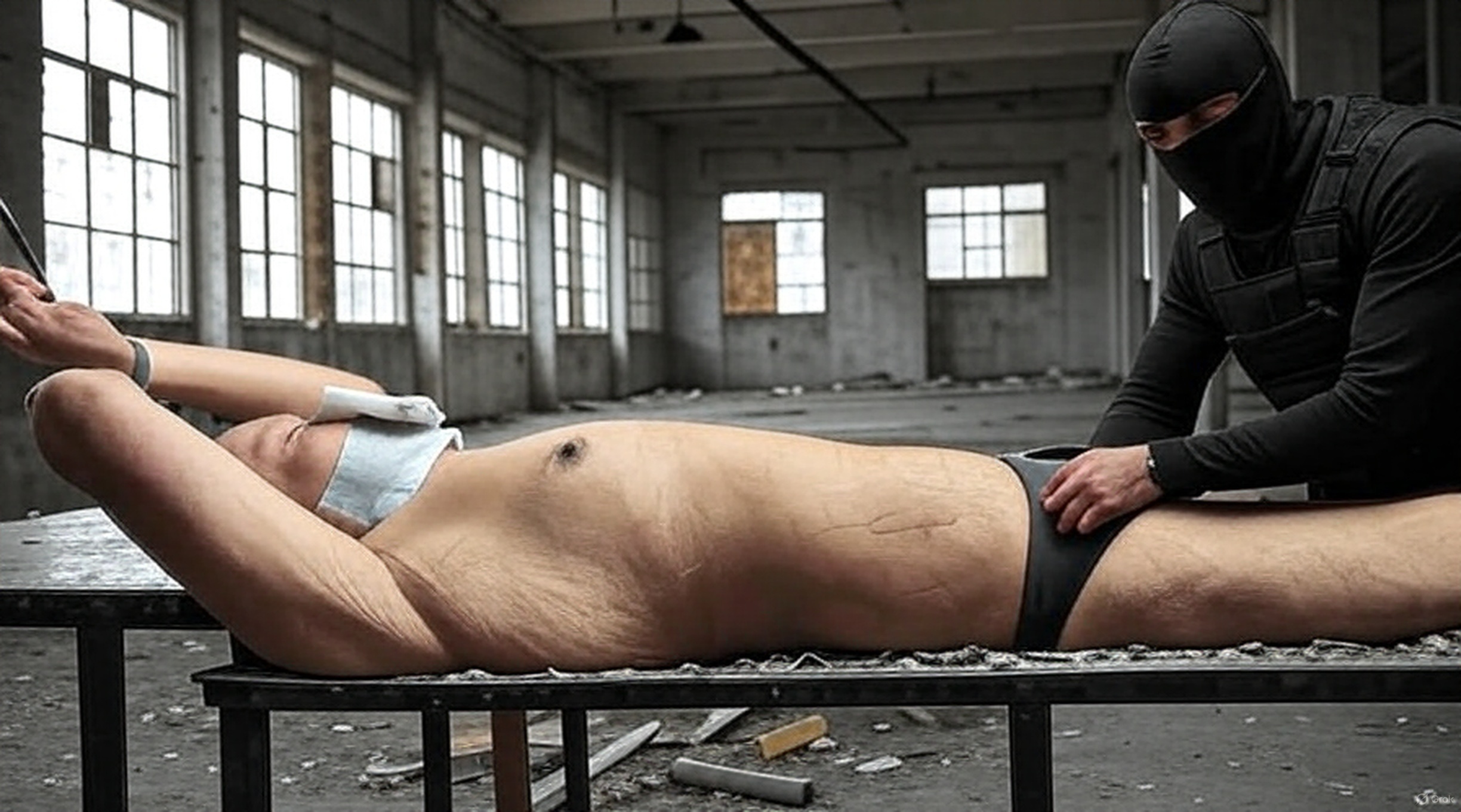 Tied up in a warehouse — 8