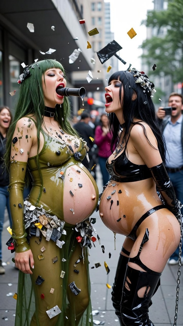 Pregnant BDSM women used as living trash cans — 6